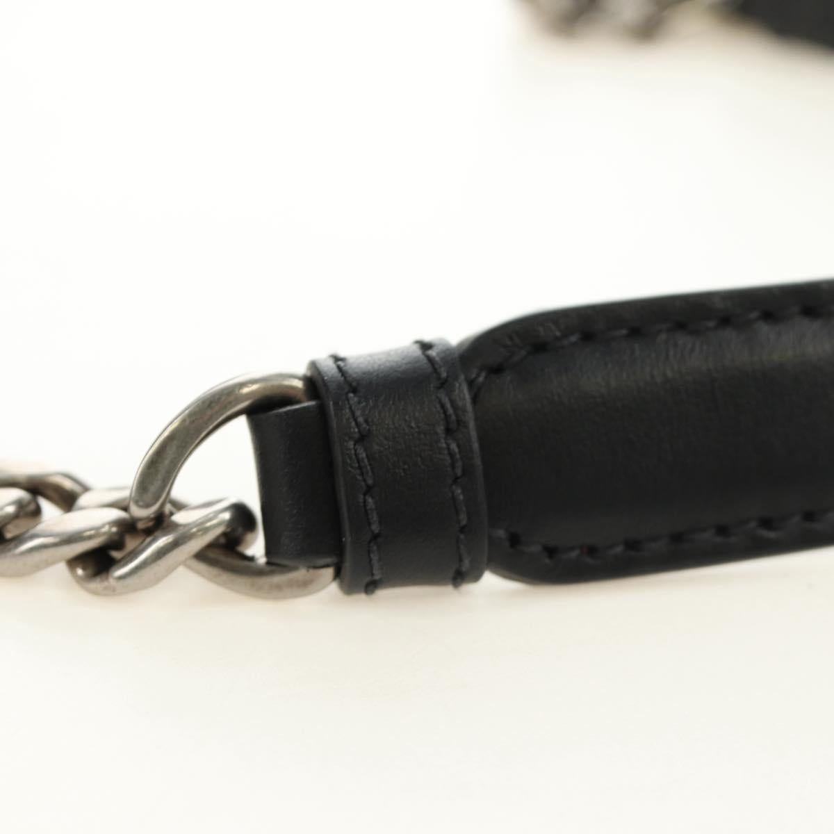 PRADA Chain Shoulder Bag Fur Black Silver Auth 187435SAM