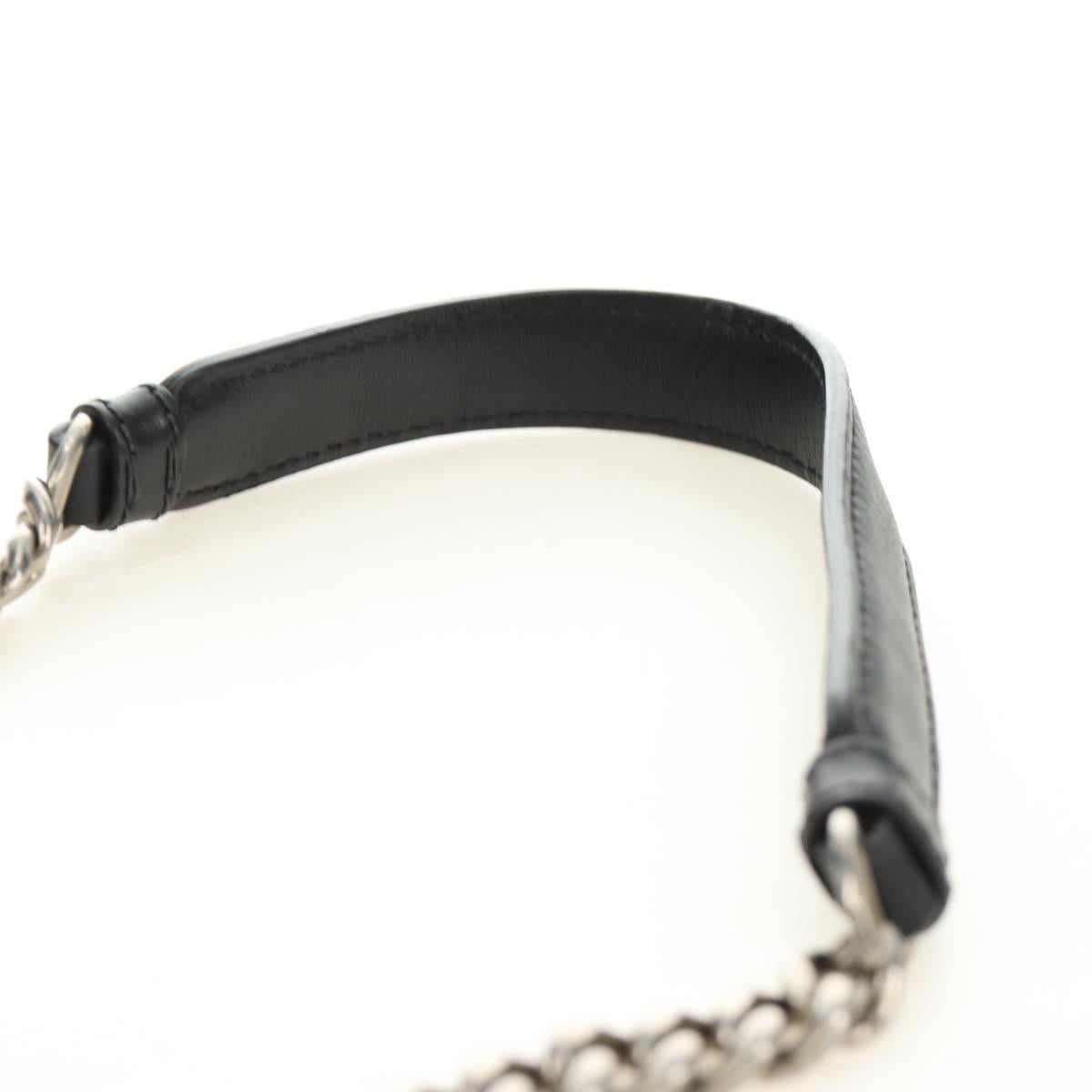 PRADA Chain Shoulder Bag Fur Black Silver Auth 187435SAM