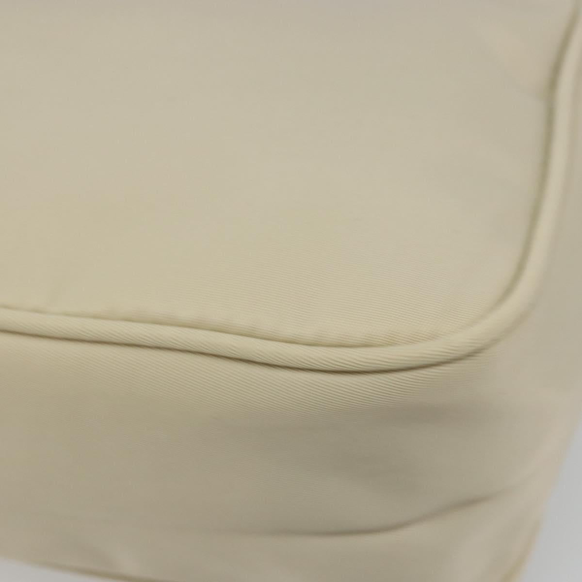 PRADA Hand Pouch Hand Bag Nylon Ivory Silver Auth 187440A