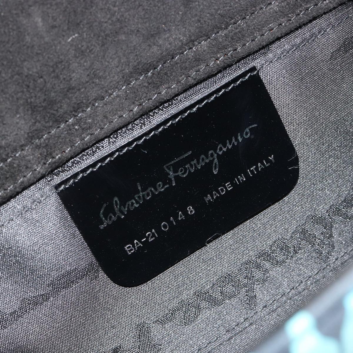 Salvatore Ferragamo Shoulder Bag Suede Blue Silver Auth 187443V