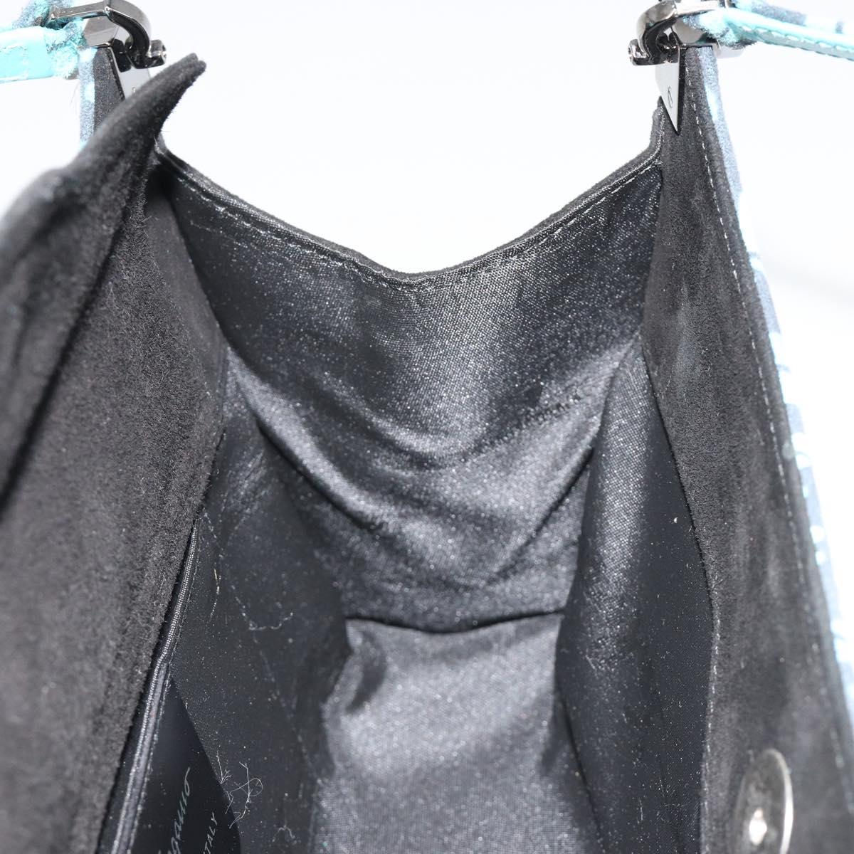 Salvatore Ferragamo Shoulder Bag Suede Blue Silver Auth 187443V