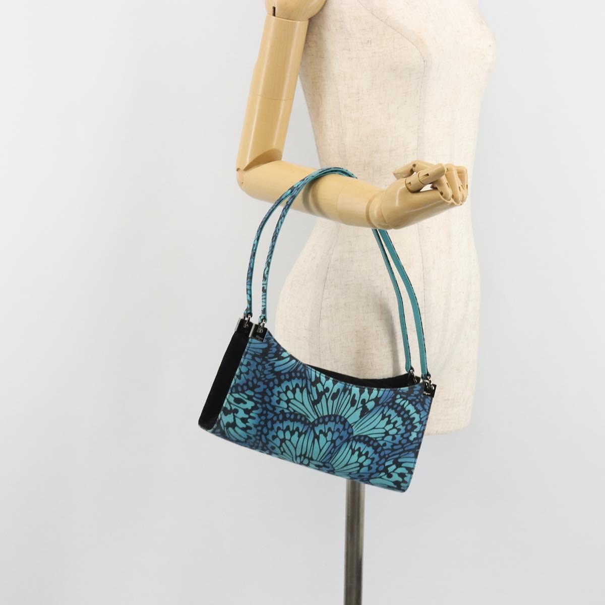 Salvatore Ferragamo Shoulder Bag Suede Blue Silver Auth 187443V