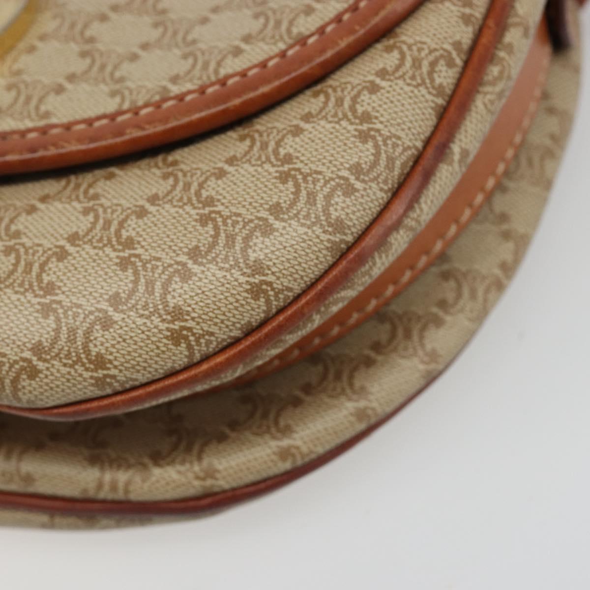 CELINE Macadam Canvas Shoulder Bag PVC Beige Gold Auth 187444A