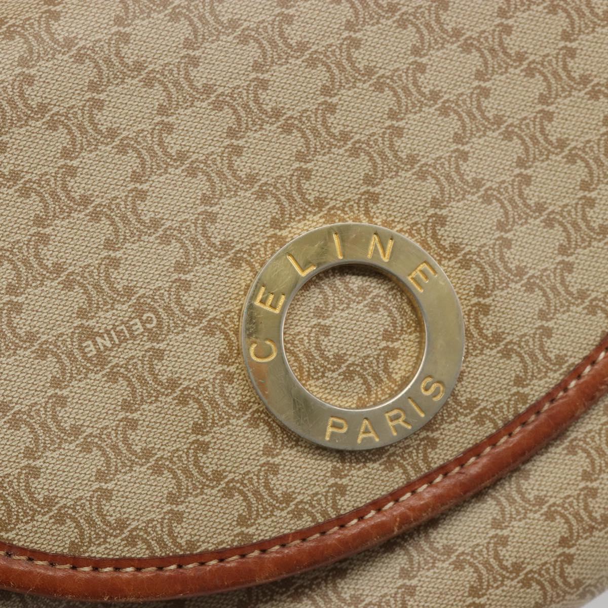 CELINE Macadam Canvas Shoulder Bag PVC Beige Gold Auth 187444A