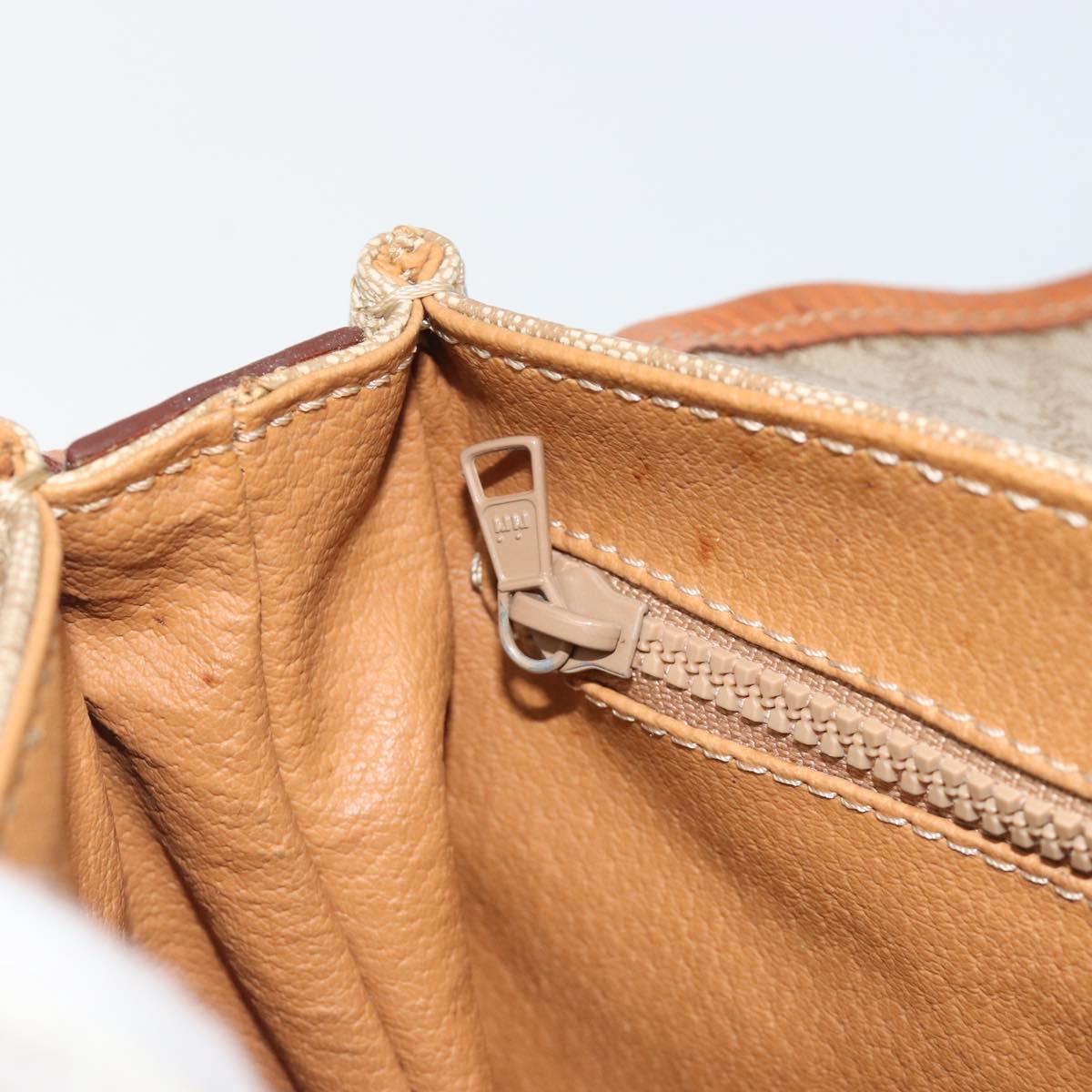 CELINE Macadam Canvas Shoulder Bag PVC Beige Gold Auth 187444A