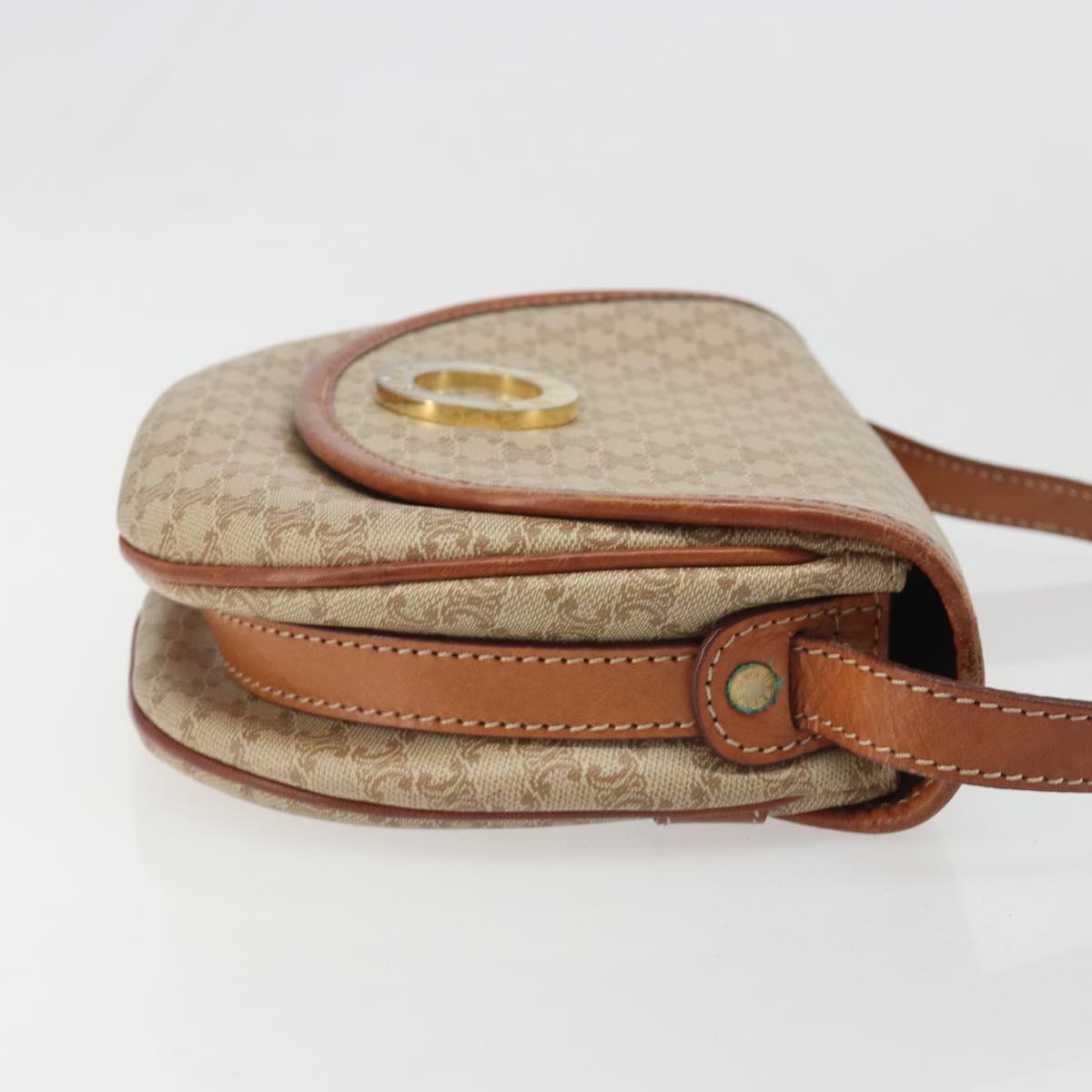CELINE Macadam Canvas Shoulder Bag PVC Beige Gold Auth 187444A