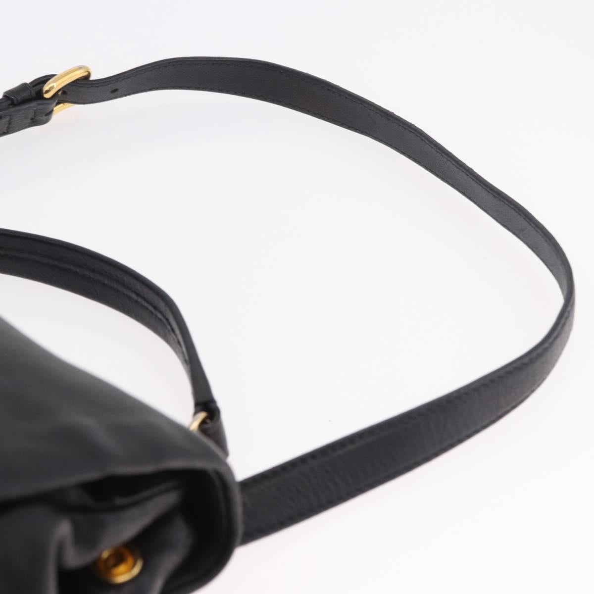 Miu Miu Shoulder Bag Leather 2way Black Gold Auth 187448V