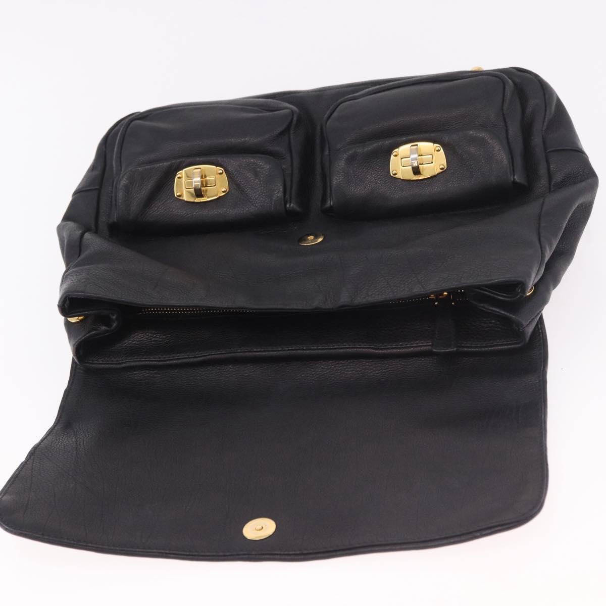 Miu Miu Shoulder Bag Leather 2way Black Gold Auth 187448V