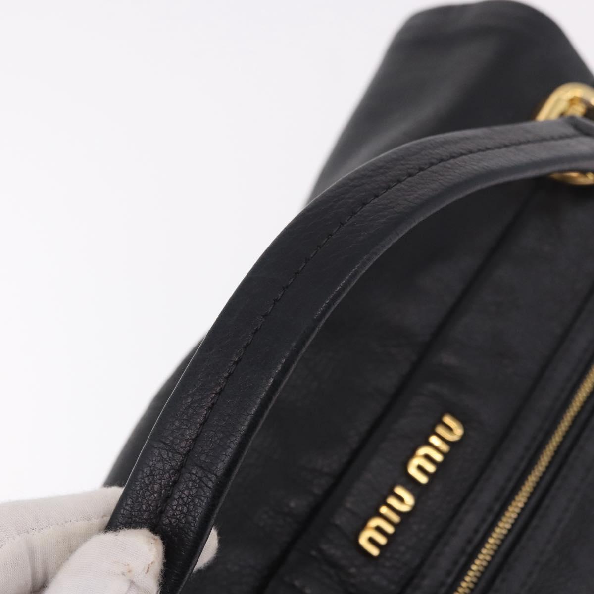 Miu Miu Shoulder Bag Leather 2way Black Gold Auth 187448V
