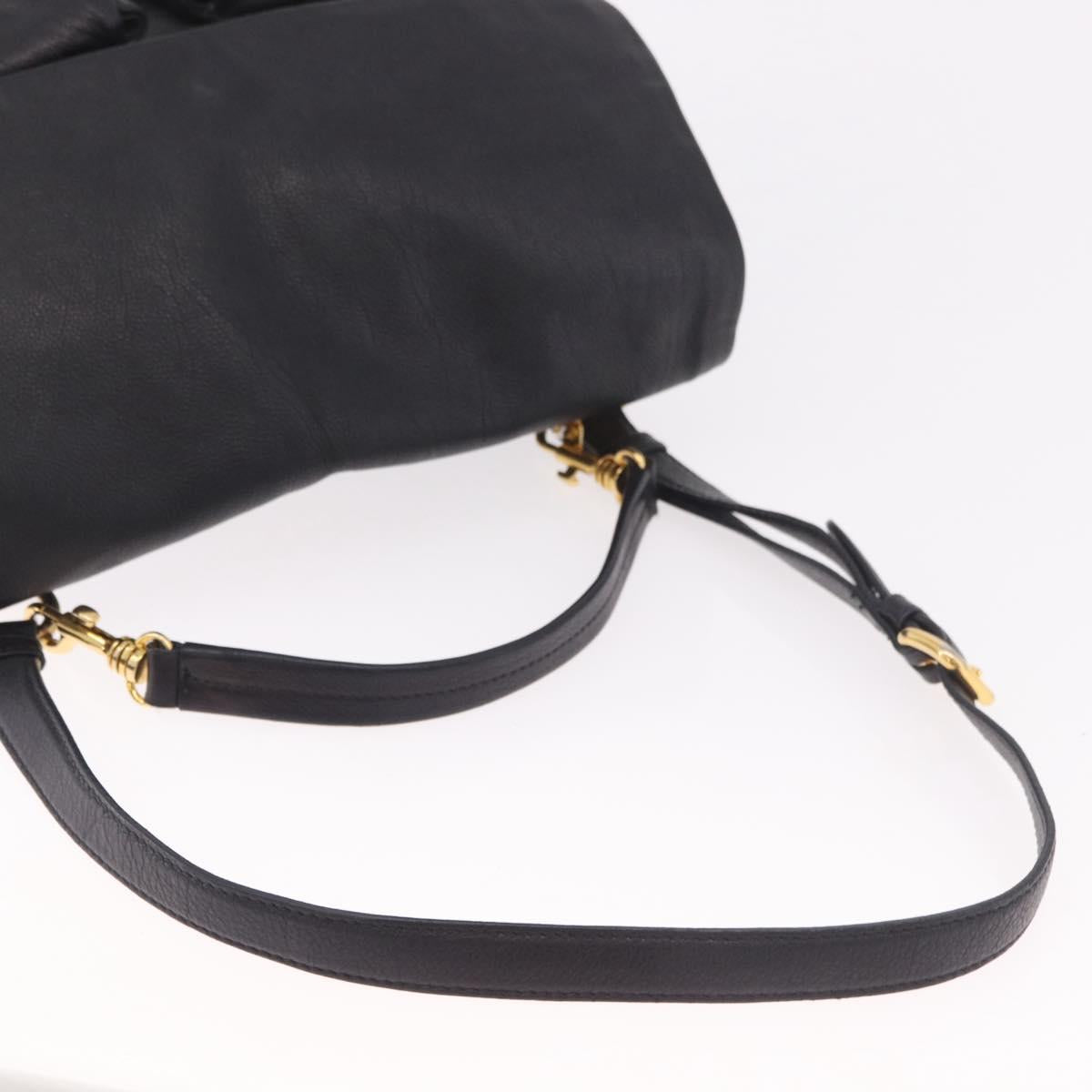 Miu Miu Shoulder Bag Leather 2way Black Gold Auth 187448V