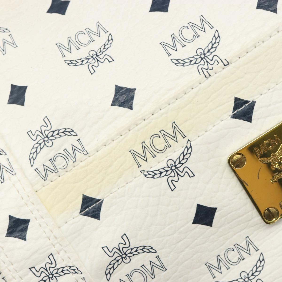MCM Vicetos Logogram Tote Bag PVC Leather White Auth 187455