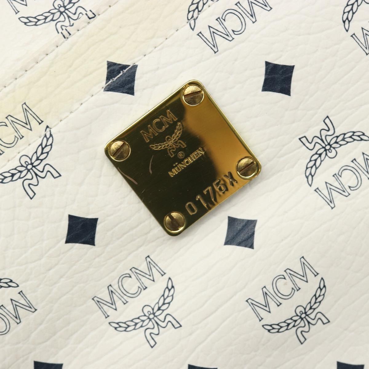 MCM Vicetos Logogram Tote Bag PVC Leather White Auth 187455
