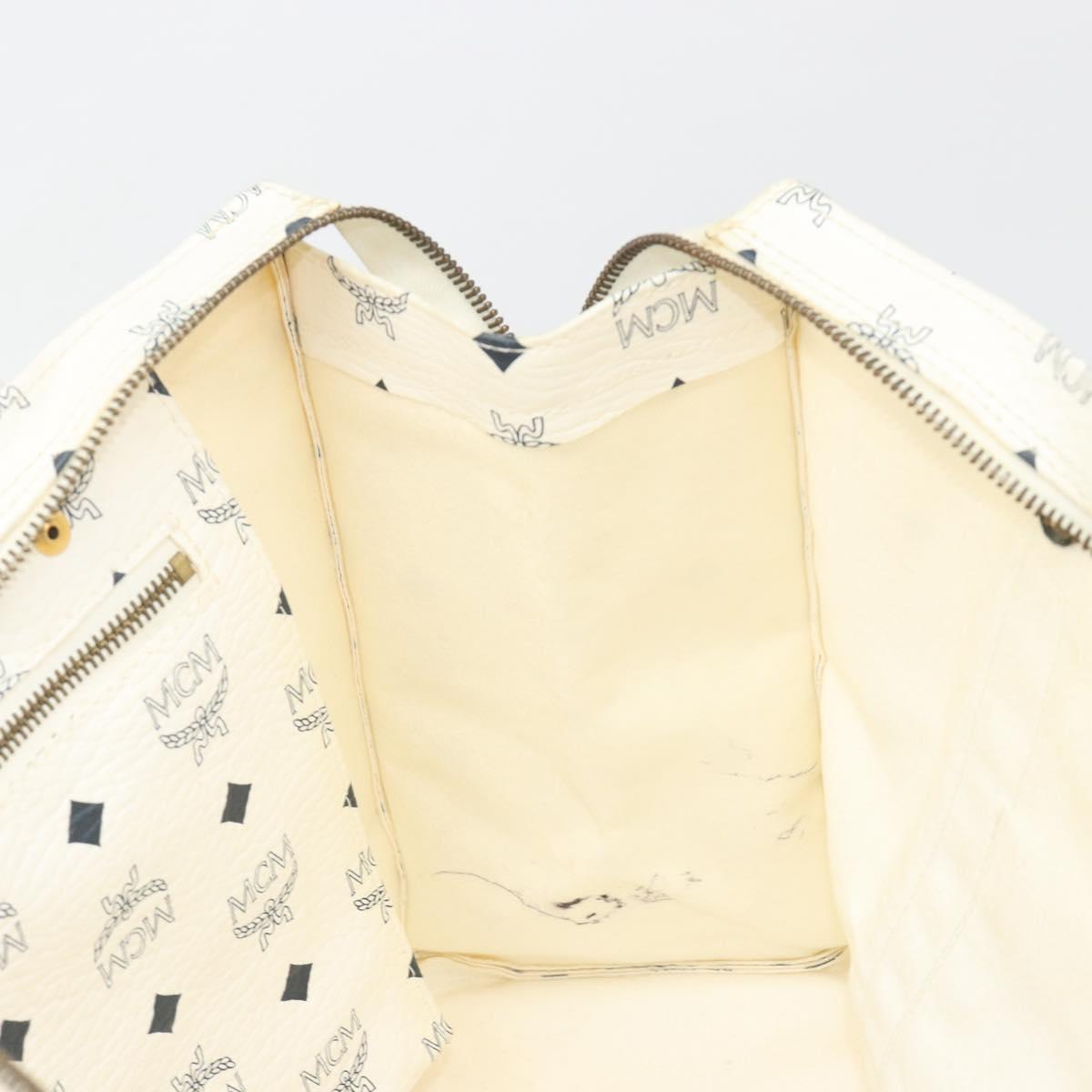 MCM Vicetos Logogram Tote Bag PVC Leather White Auth 187455