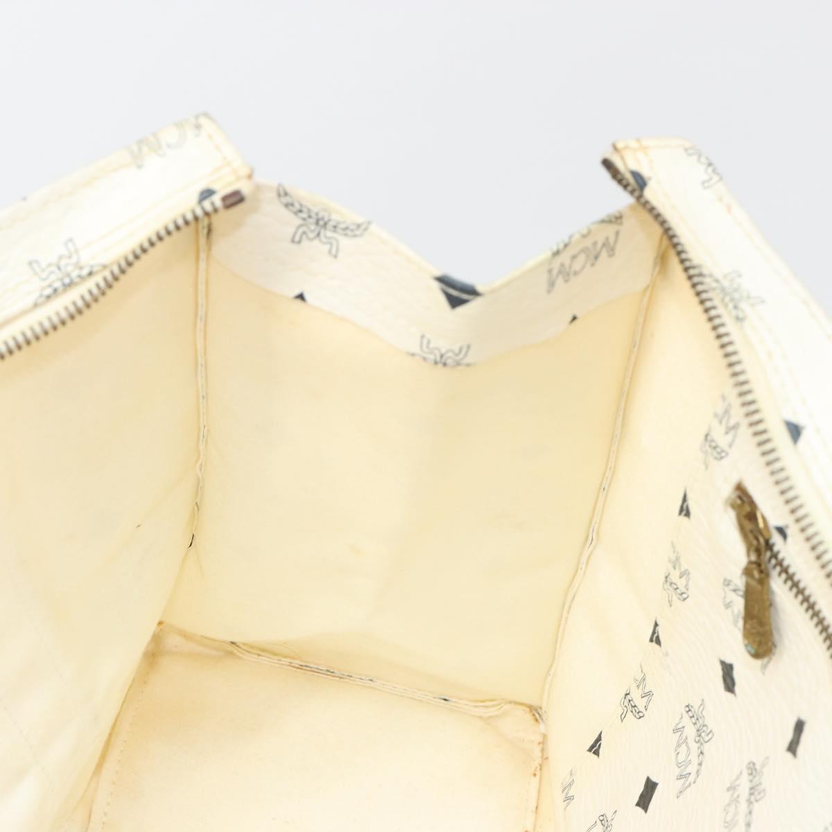 MCM Vicetos Logogram Tote Bag PVC Leather White Auth 187455