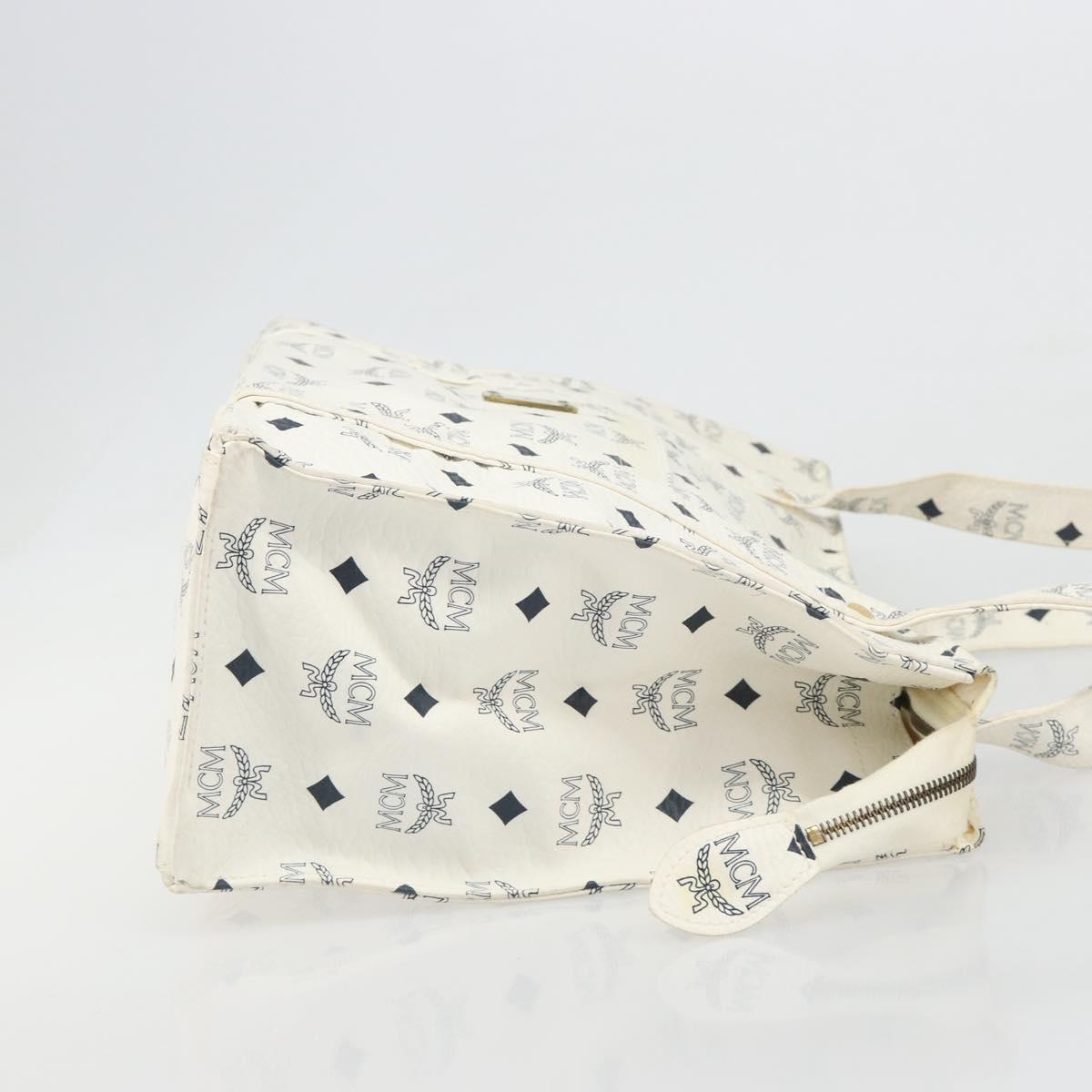MCM Vicetos Logogram Tote Bag PVC Leather White Auth 187455