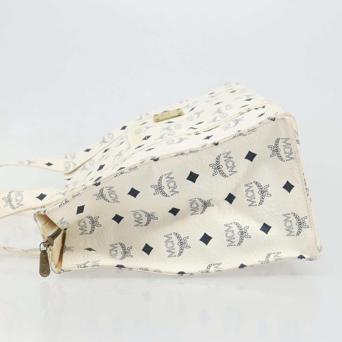 MCM Vicetos Logogram Tote Bag PVC Leather White Auth 187455