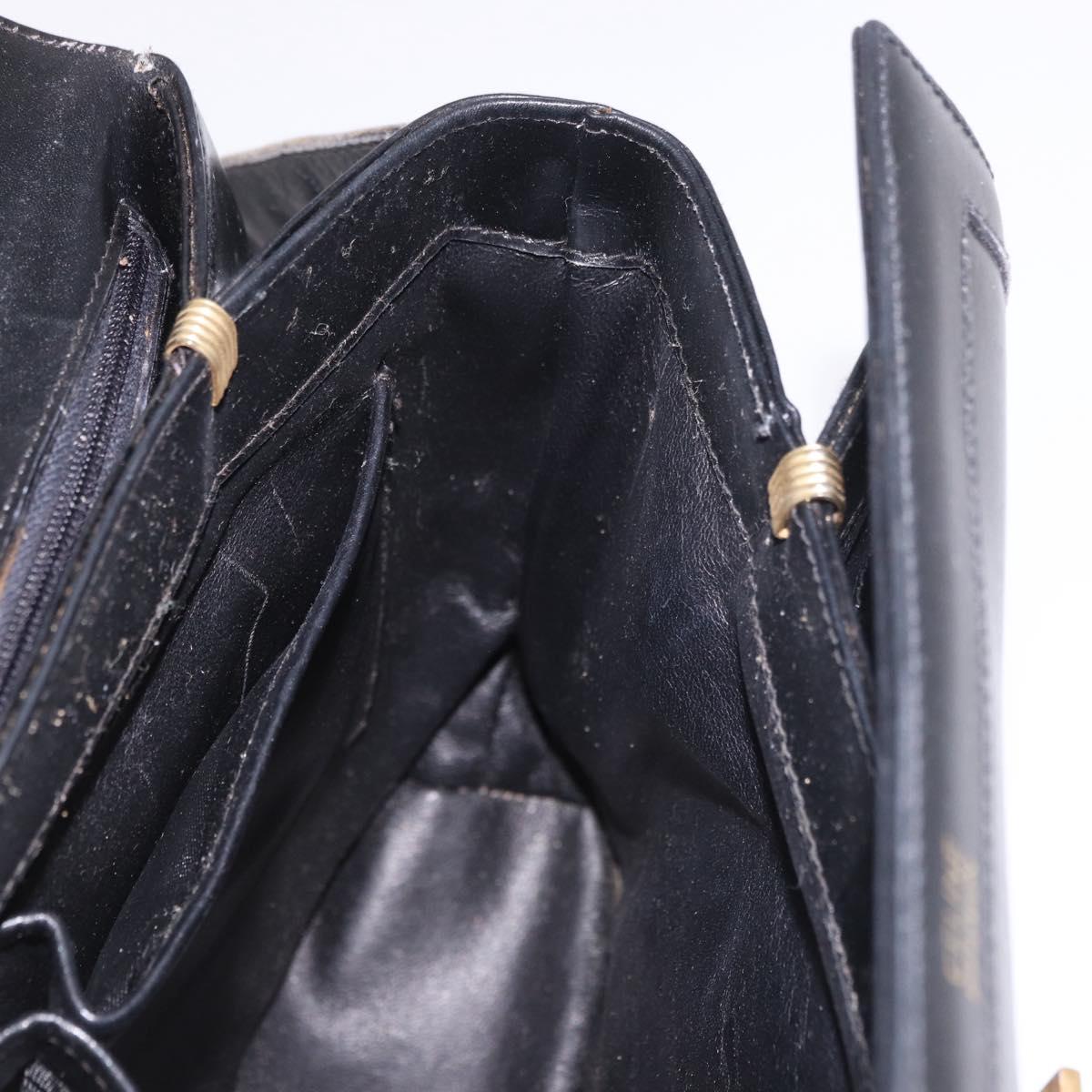 CELINE Shoulder Bag Leather Black Gold Auth 187456