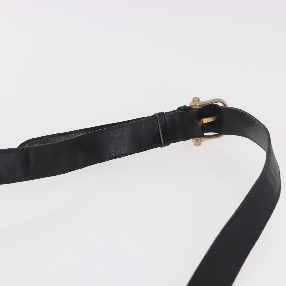 CELINE Shoulder Bag Leather Black Gold Auth 187456
