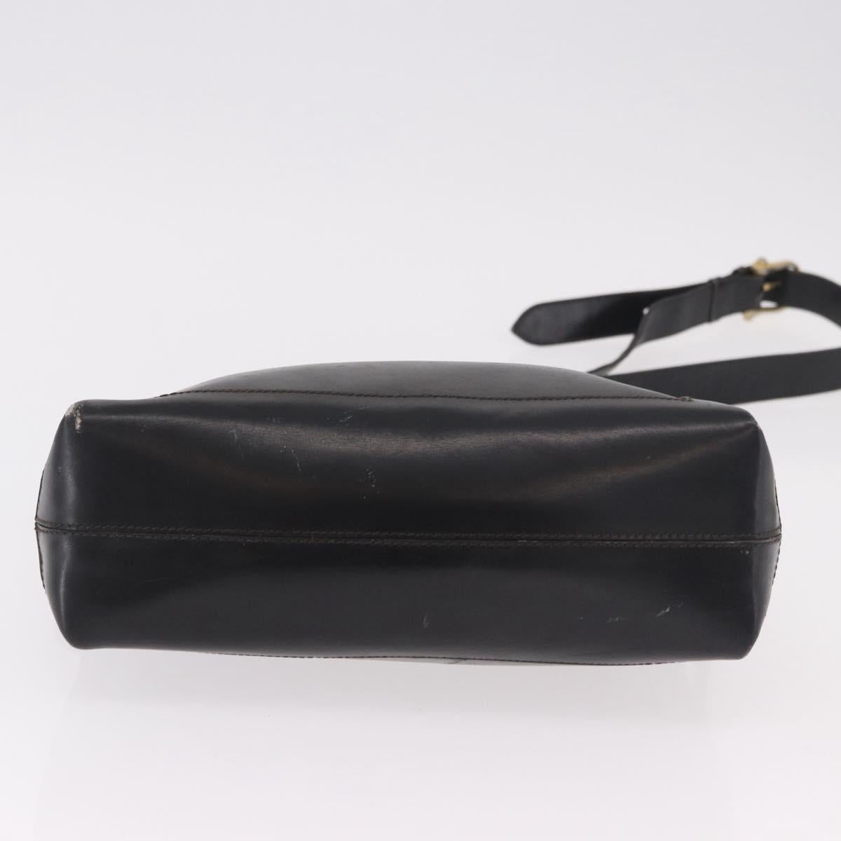 CELINE Shoulder Bag Leather Black Gold Auth 187456