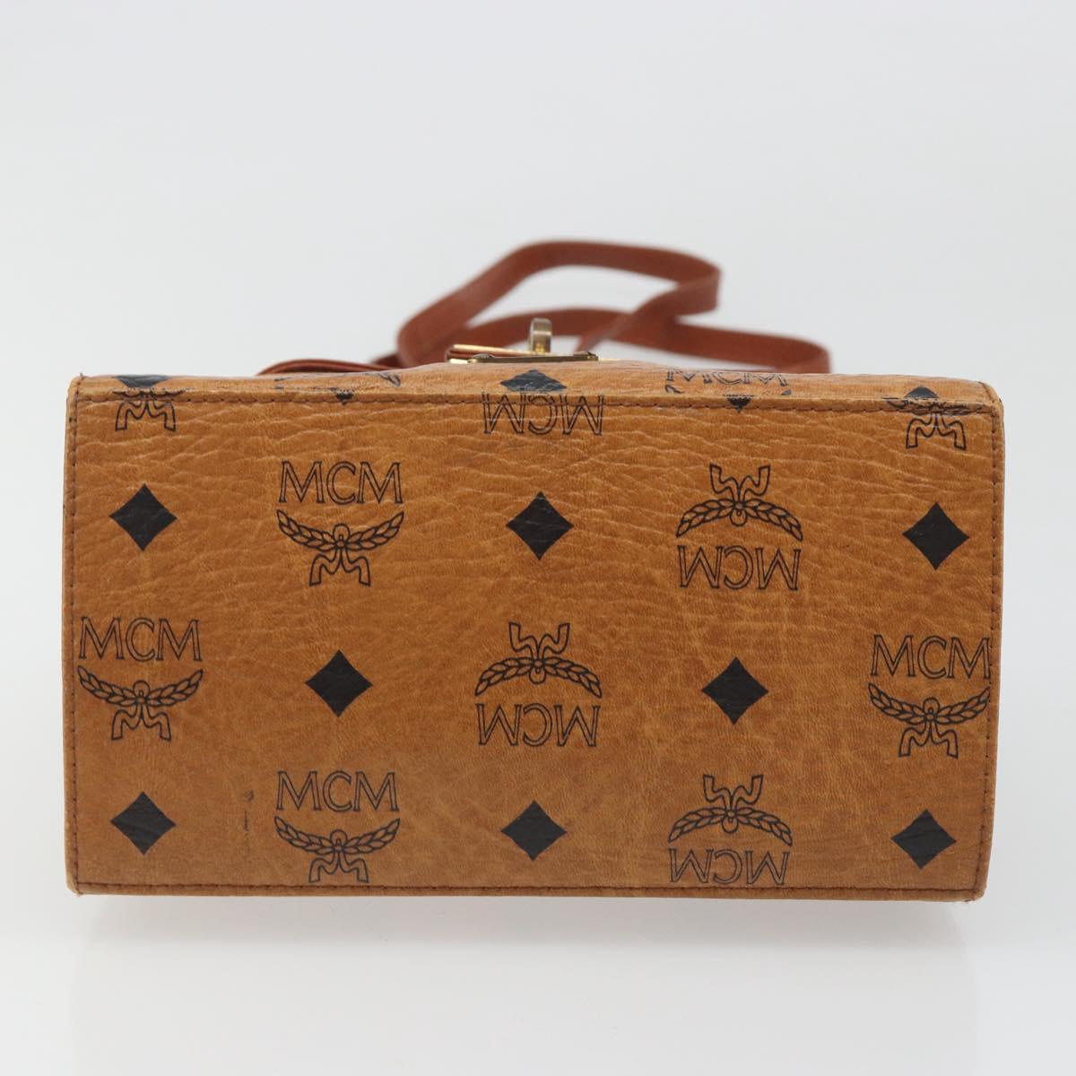 MCM Vicetos Logogram Hand Bag PVC Leather 2way Brown Gold Auth 187458A