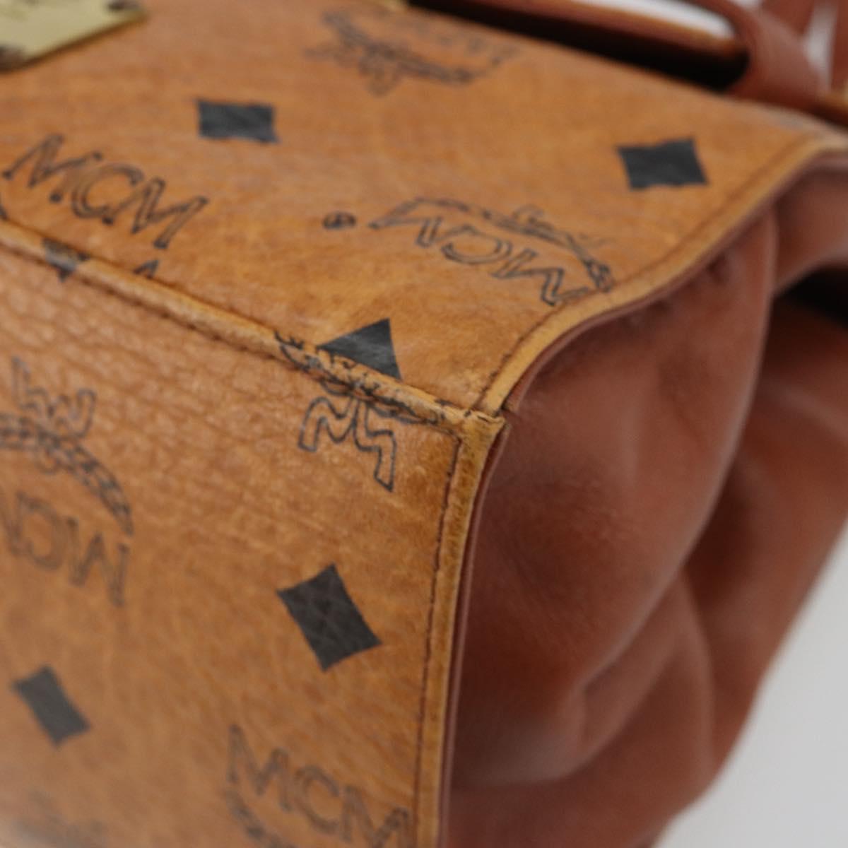 MCM Vicetos Logogram Hand Bag PVC Leather 2way Brown Gold Auth 187458A