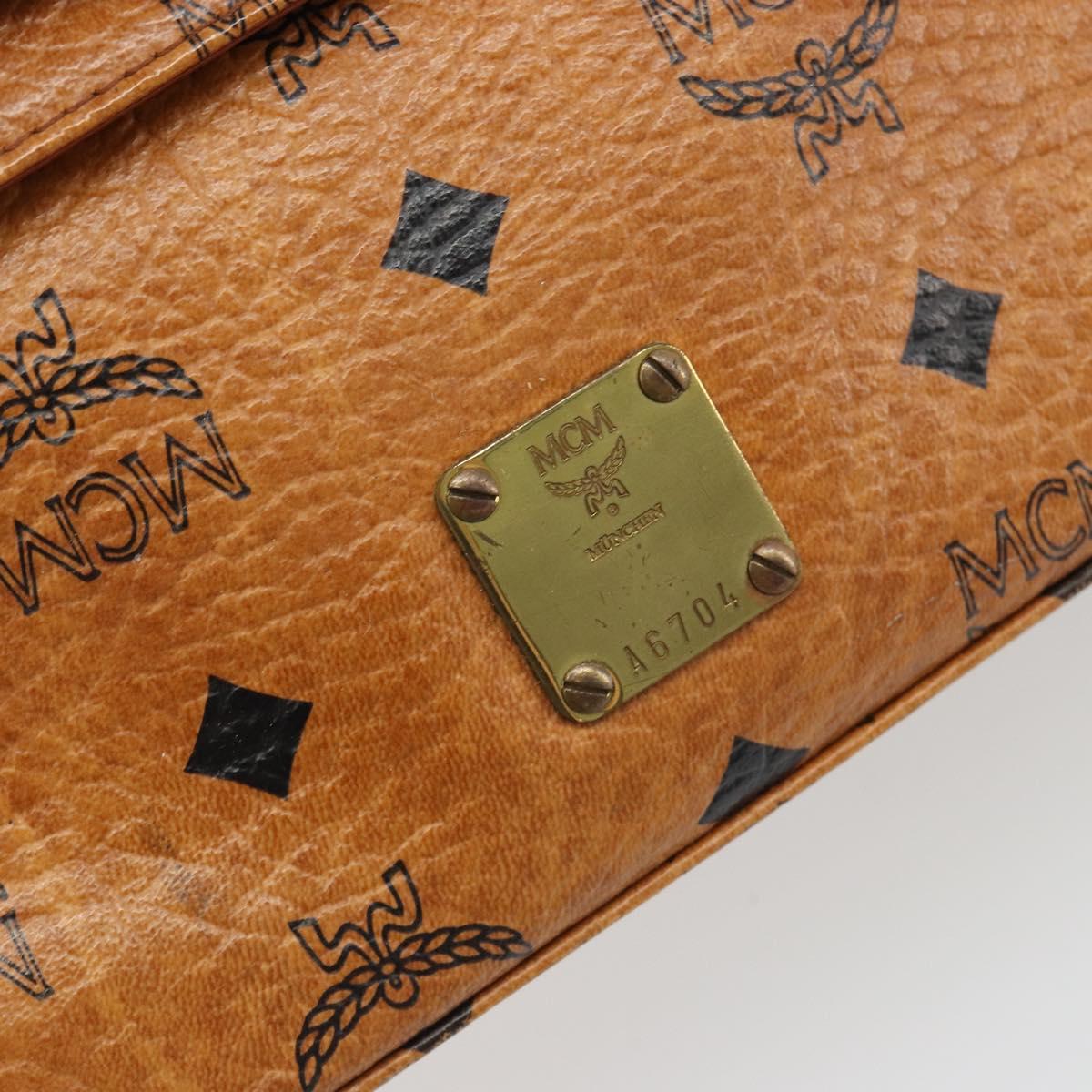 MCM Vicetos Logogram Hand Bag PVC Leather 2way Brown Gold Auth 187458A