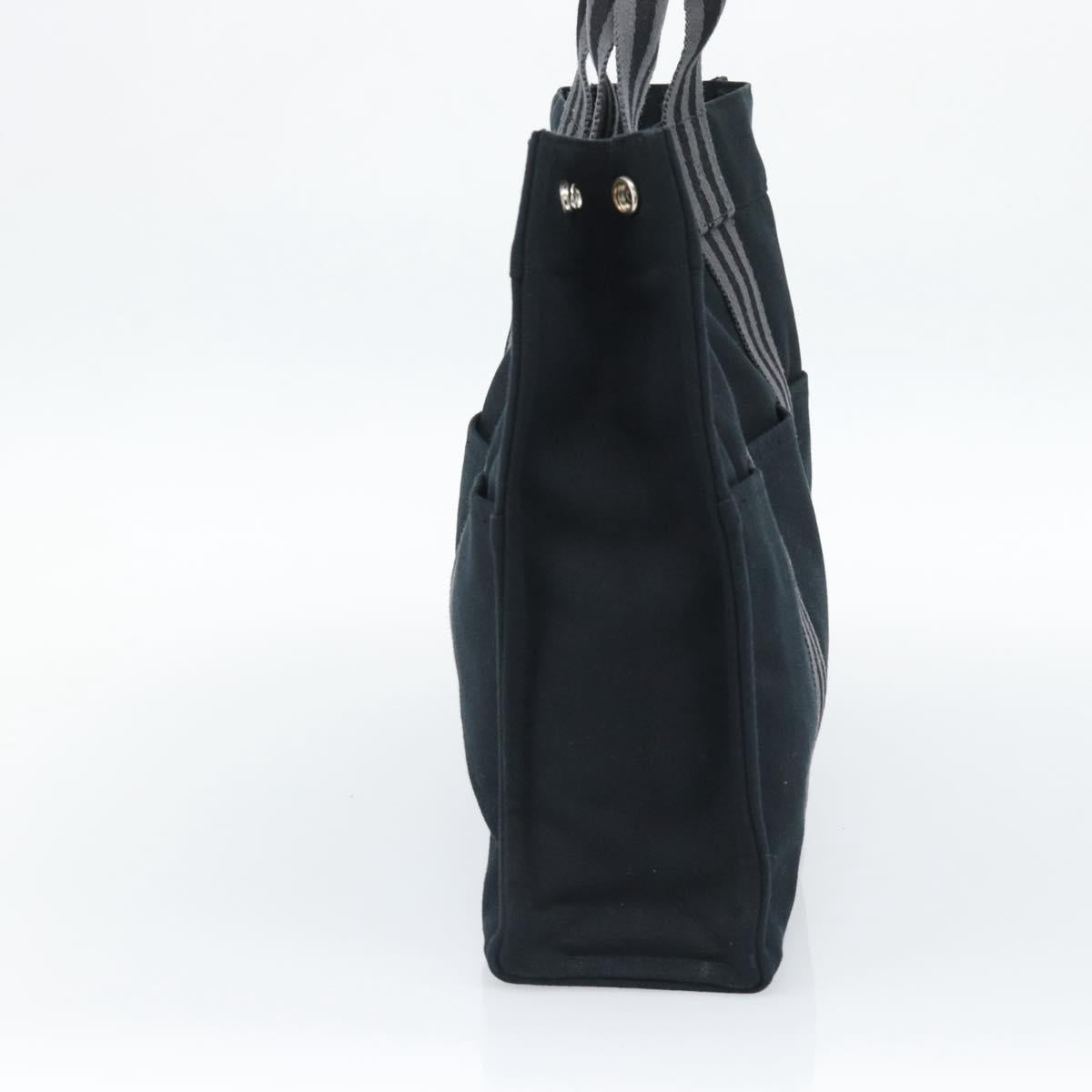 HERMES Fourre Tout GM Hand Bag Canvas Black Silver Auth 187459V