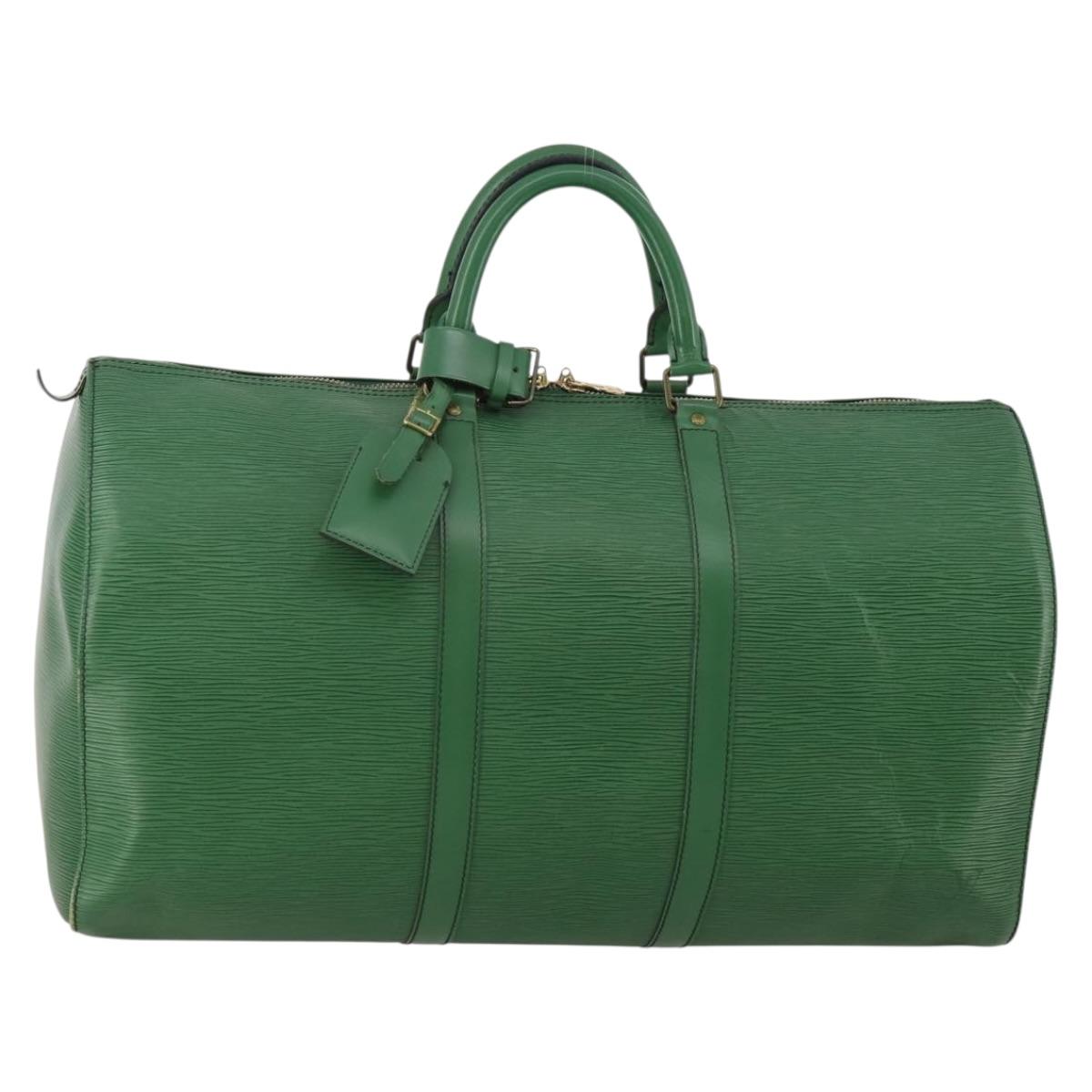 LOUIS VUITTON Epi Keepall 50 Boston Bag Green M42964 LV Auth 187462V
