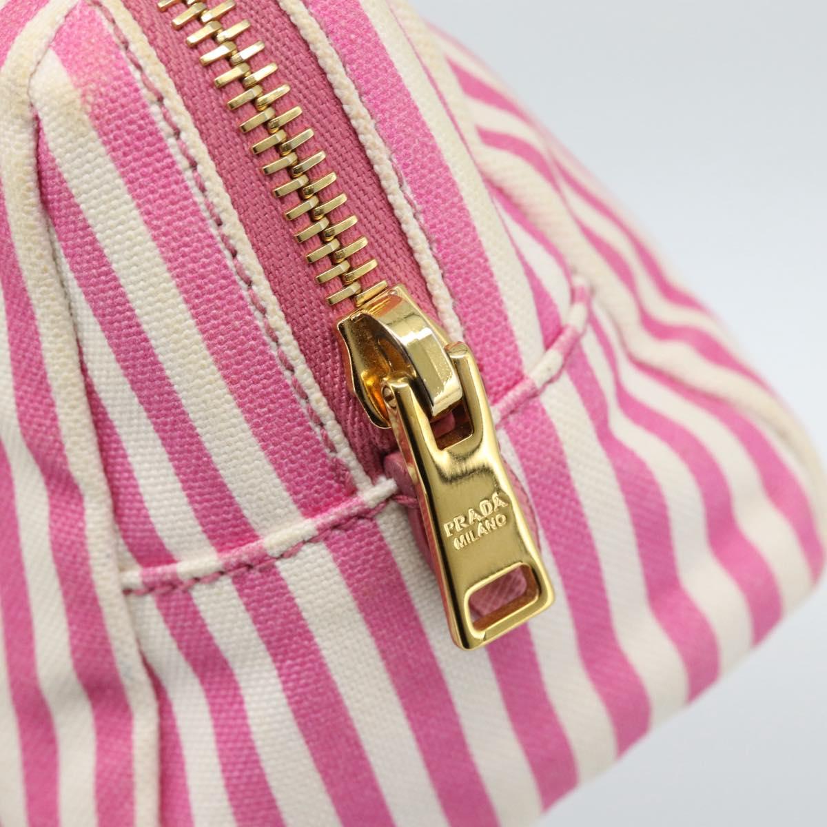 PRADA Pouch Canvas Pink Gold Auth 187465A