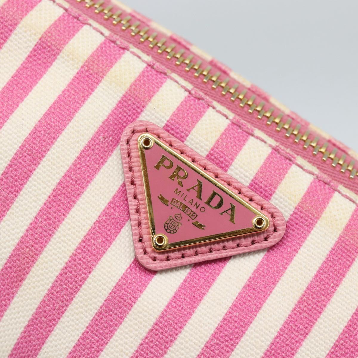 PRADA Pouch Canvas Pink Gold Auth 187465A
