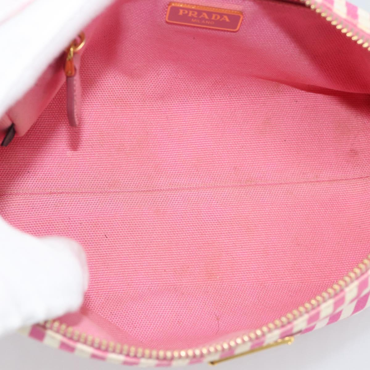 PRADA Pouch Canvas Pink Gold Auth 187465A