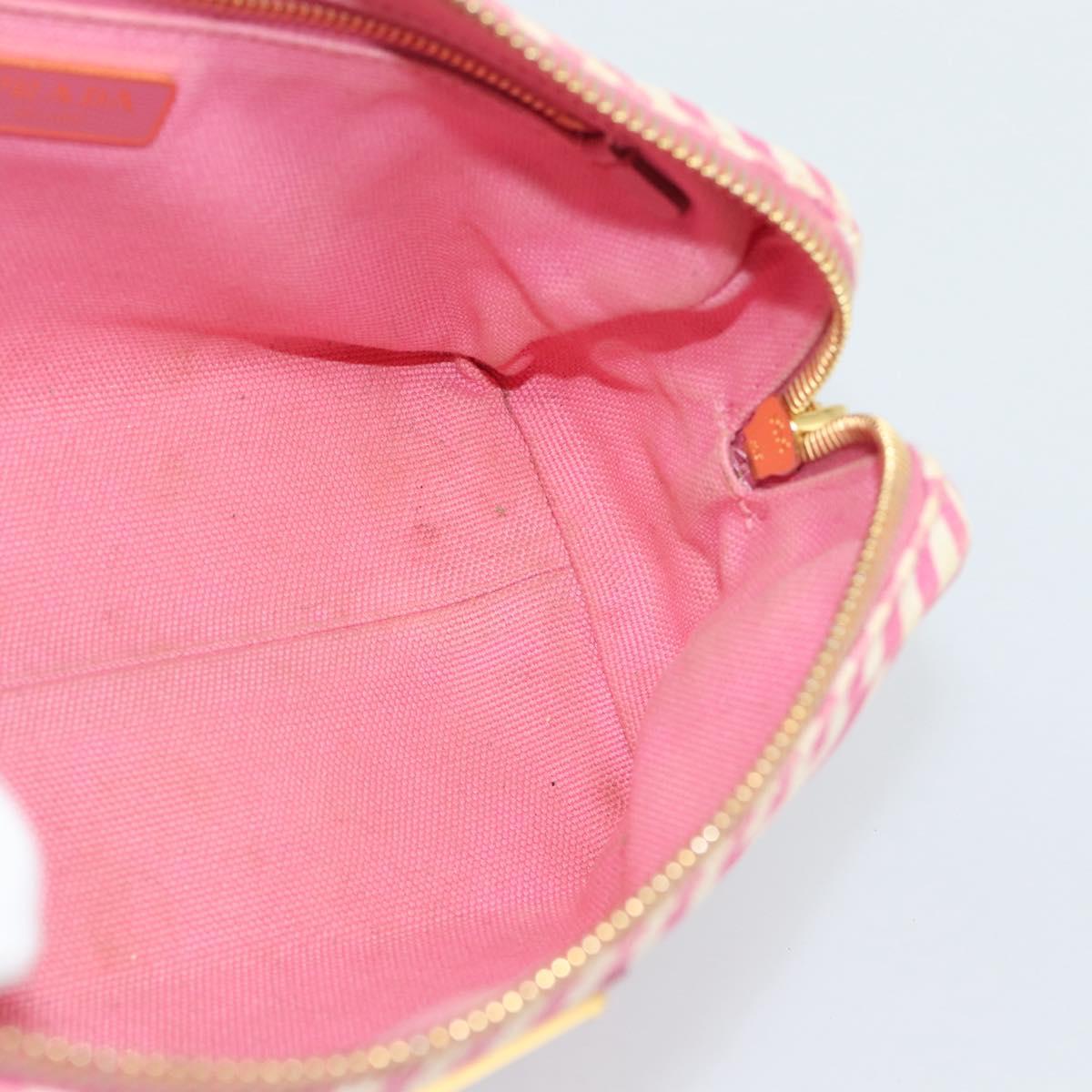 PRADA Pouch Canvas Pink Gold Auth 187465A
