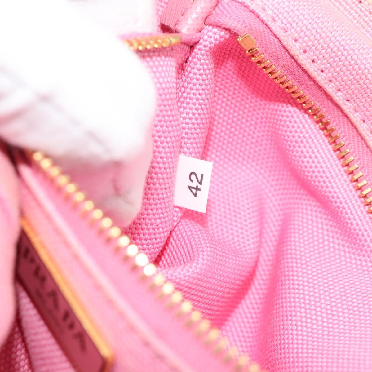 PRADA Pouch Canvas Pink Gold Auth 187465A