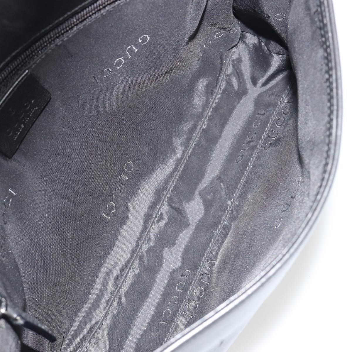 GUCCI Bamboo Shoulder Bag Leather Black Silver Auth 187466V