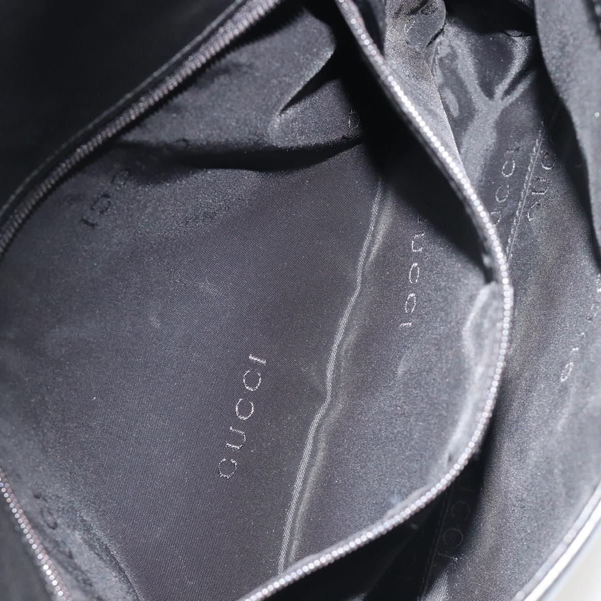 GUCCI Bamboo Shoulder Bag Leather Black Silver Auth 187466V