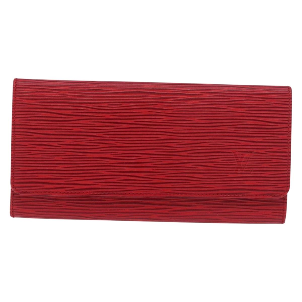 LOUIS VUITTON Epi Wallet 2 Set Red LV Auth 187468A