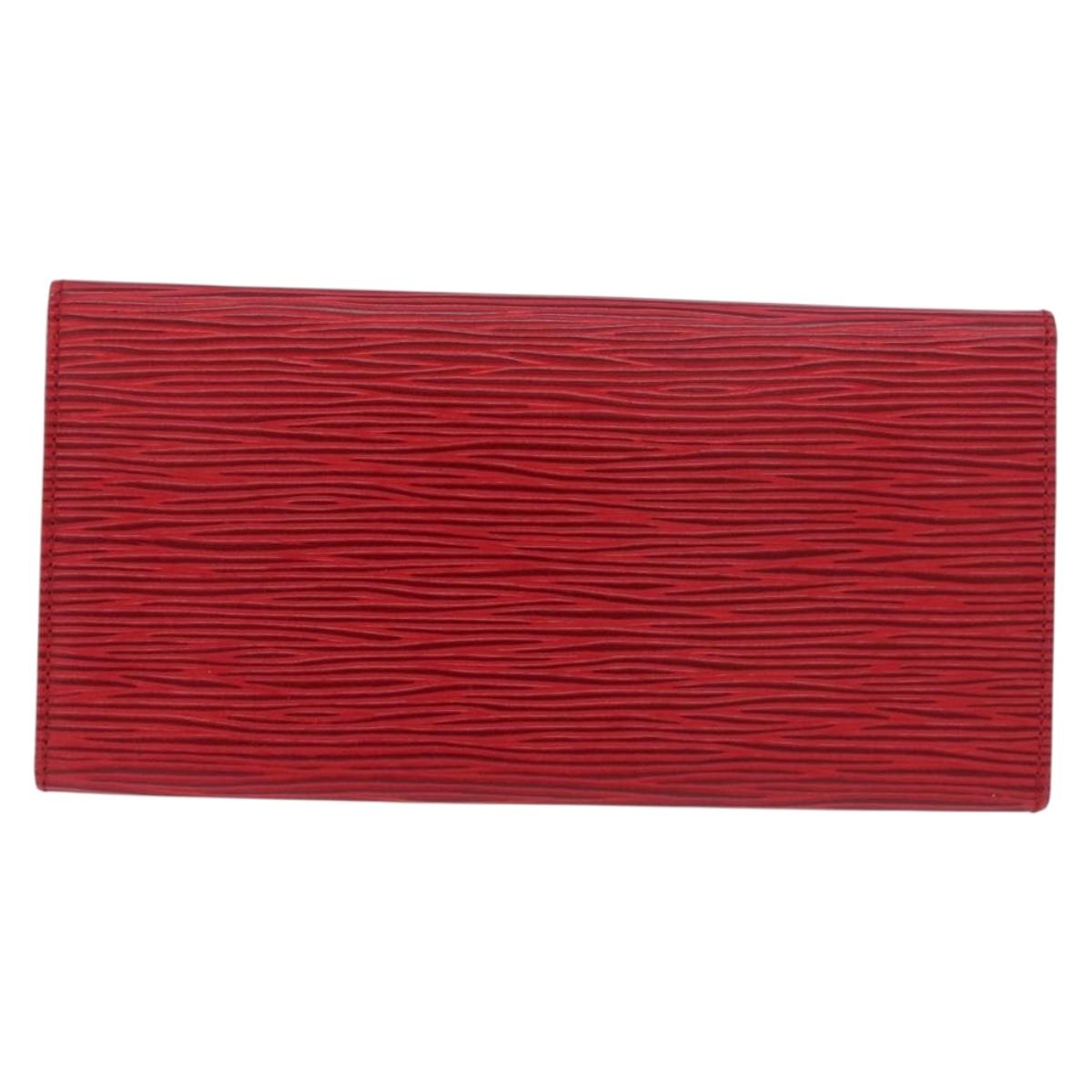 LOUIS VUITTON Epi Wallet 2 Set Red LV Auth 187468A