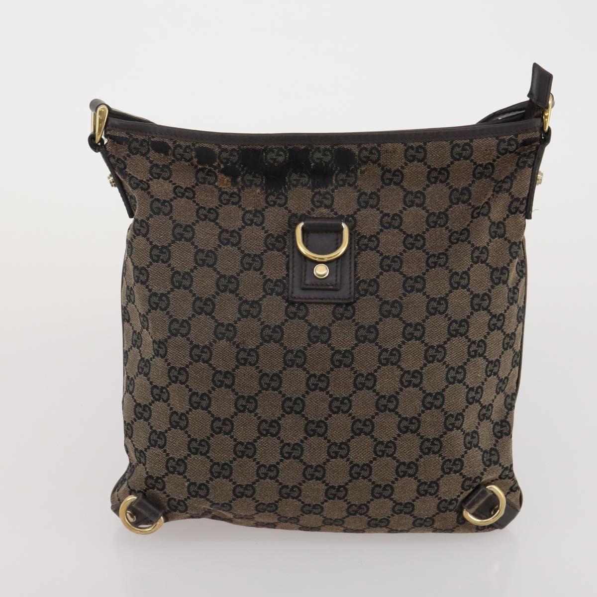 GUCCI GG Canvas Bamboo Shoulder Bag Leather Canvas 3 Set Brown Black Auth 187469