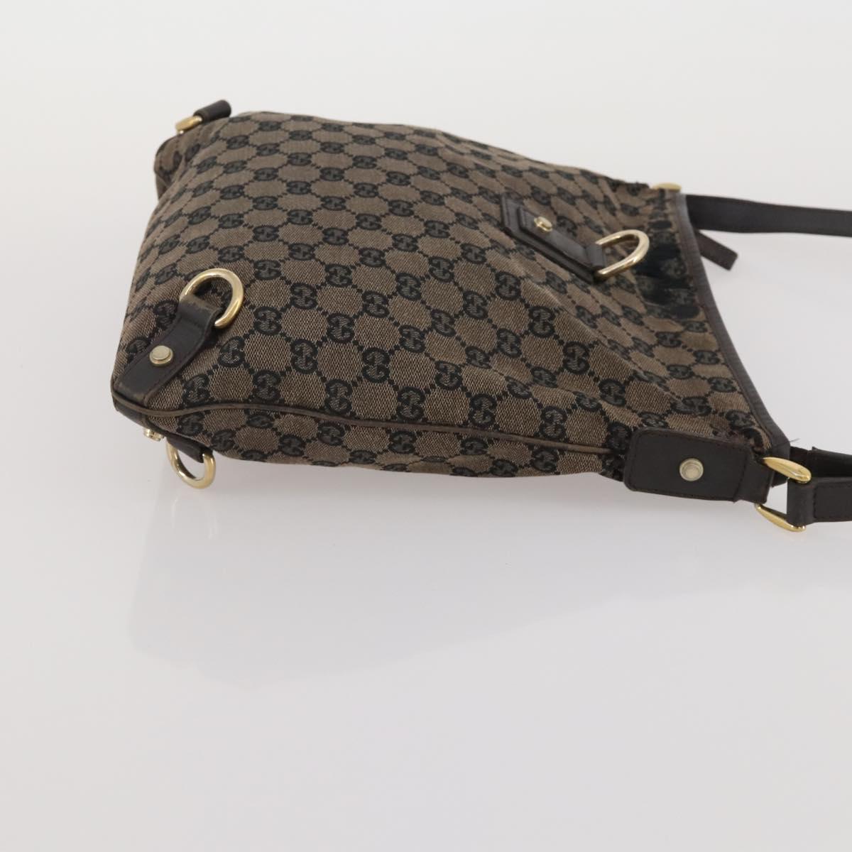 GUCCI GG Canvas Bamboo Shoulder Bag Leather Canvas 3 Set Brown Black Auth 187469