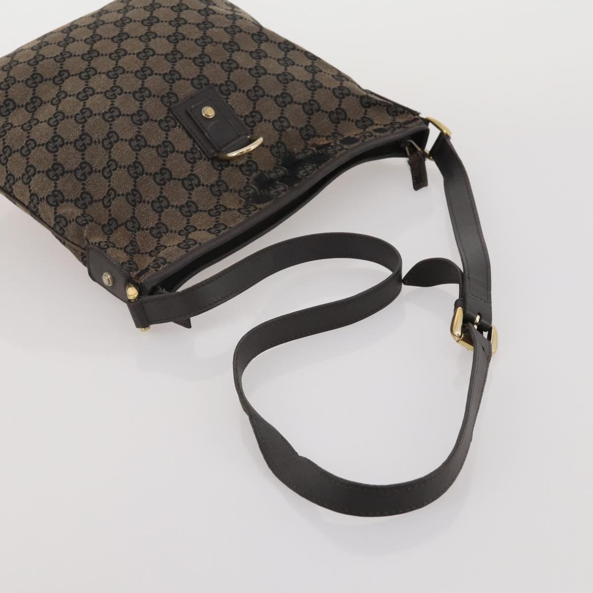 GUCCI GG Canvas Bamboo Shoulder Bag Leather Canvas 3 Set Brown Black Auth 187469