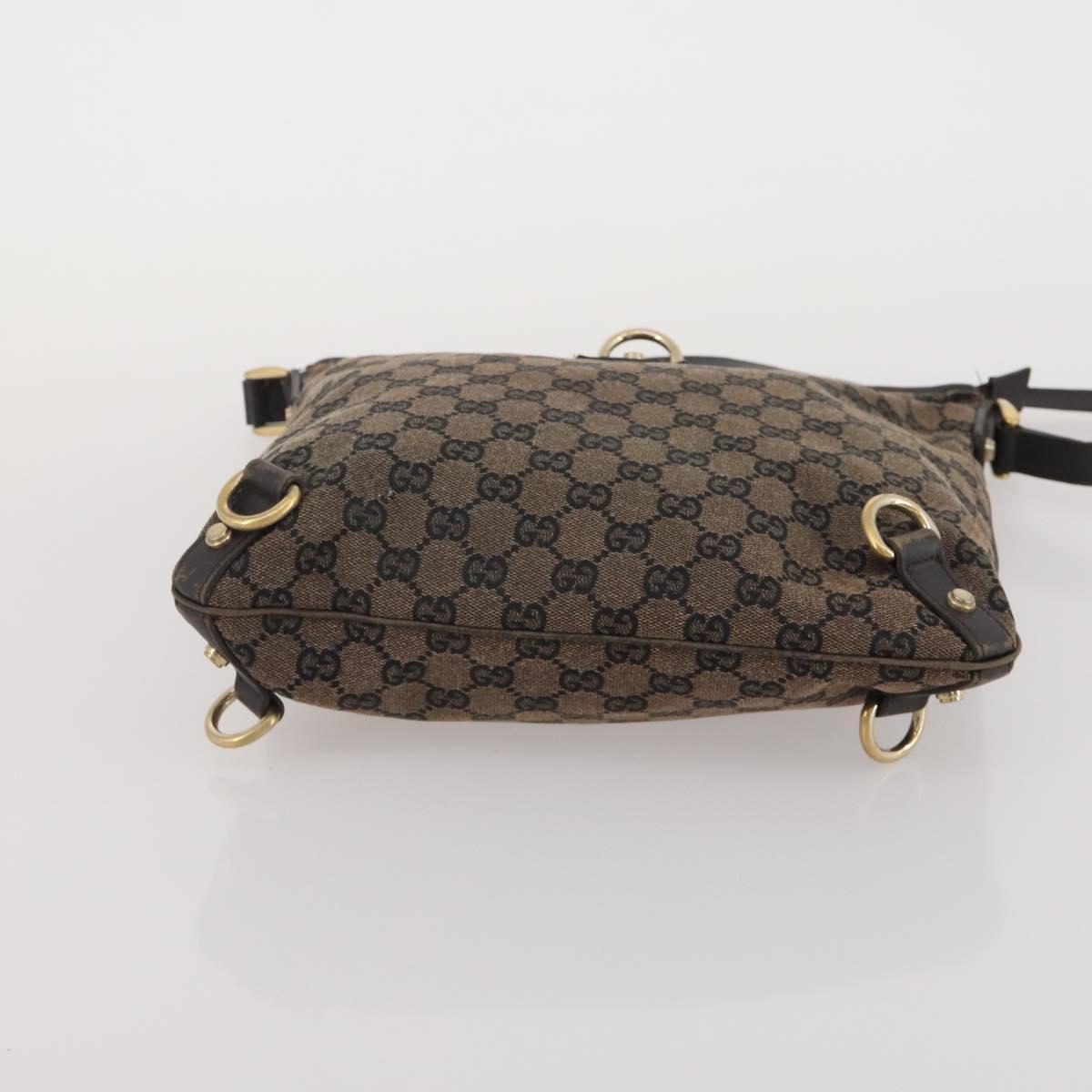 GUCCI GG Canvas Bamboo Shoulder Bag Leather Canvas 3 Set Brown Black Auth 187469