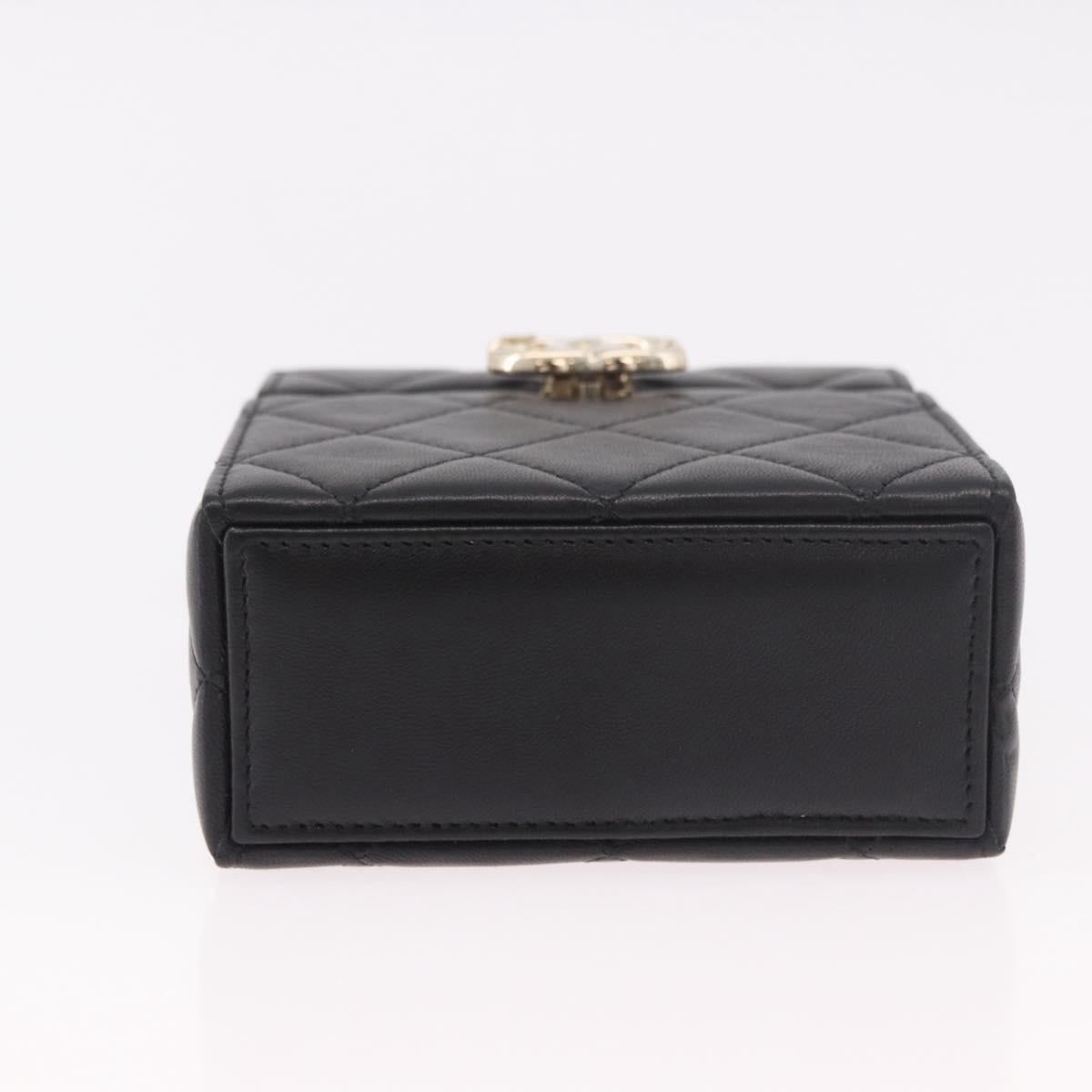 CHANEL Matelasse Chain Shoulder Bag Lamb Skin Black Gold CC Auth 187480SAM