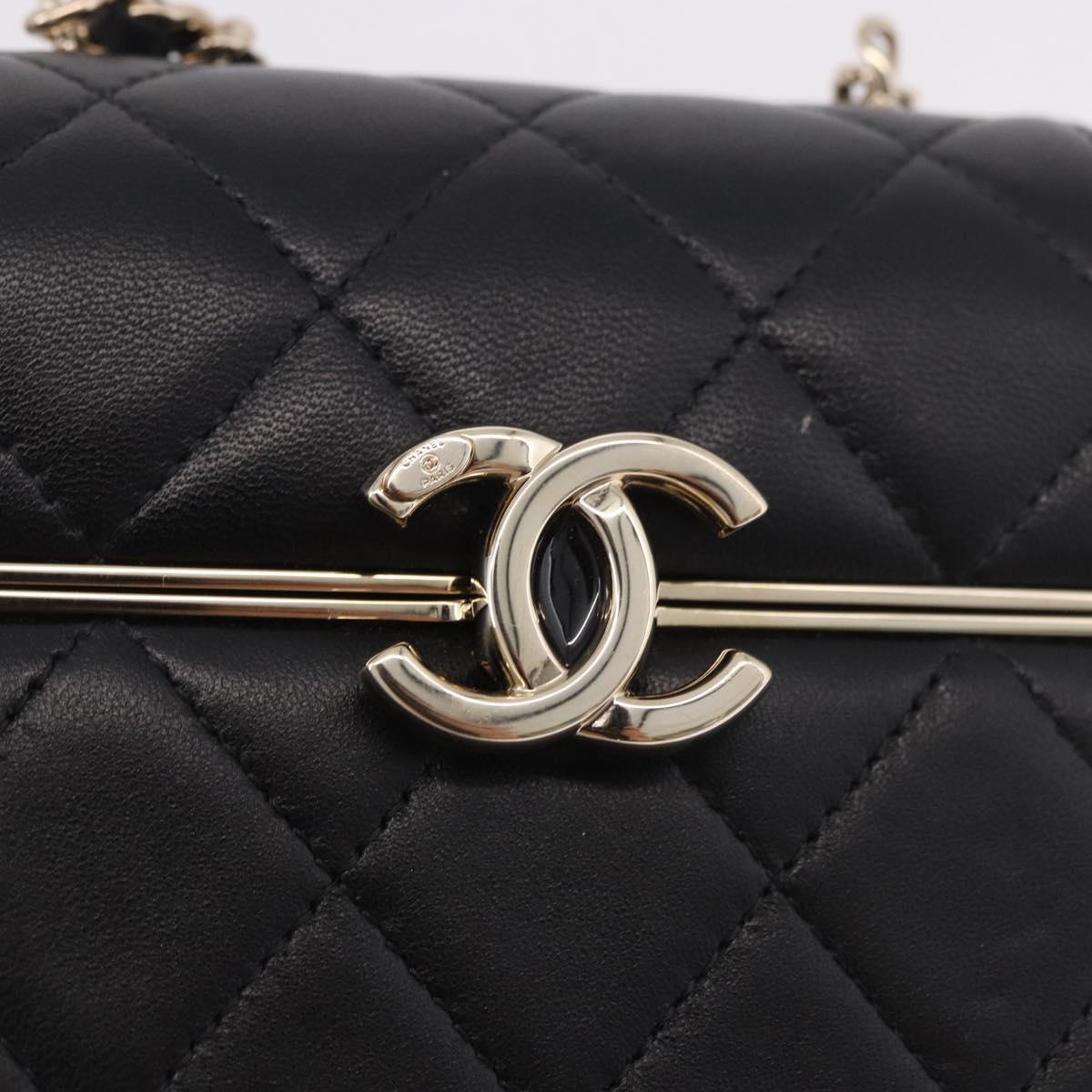 CHANEL Matelasse Chain Shoulder Bag Lamb Skin Black Gold CC Auth 187480SAM