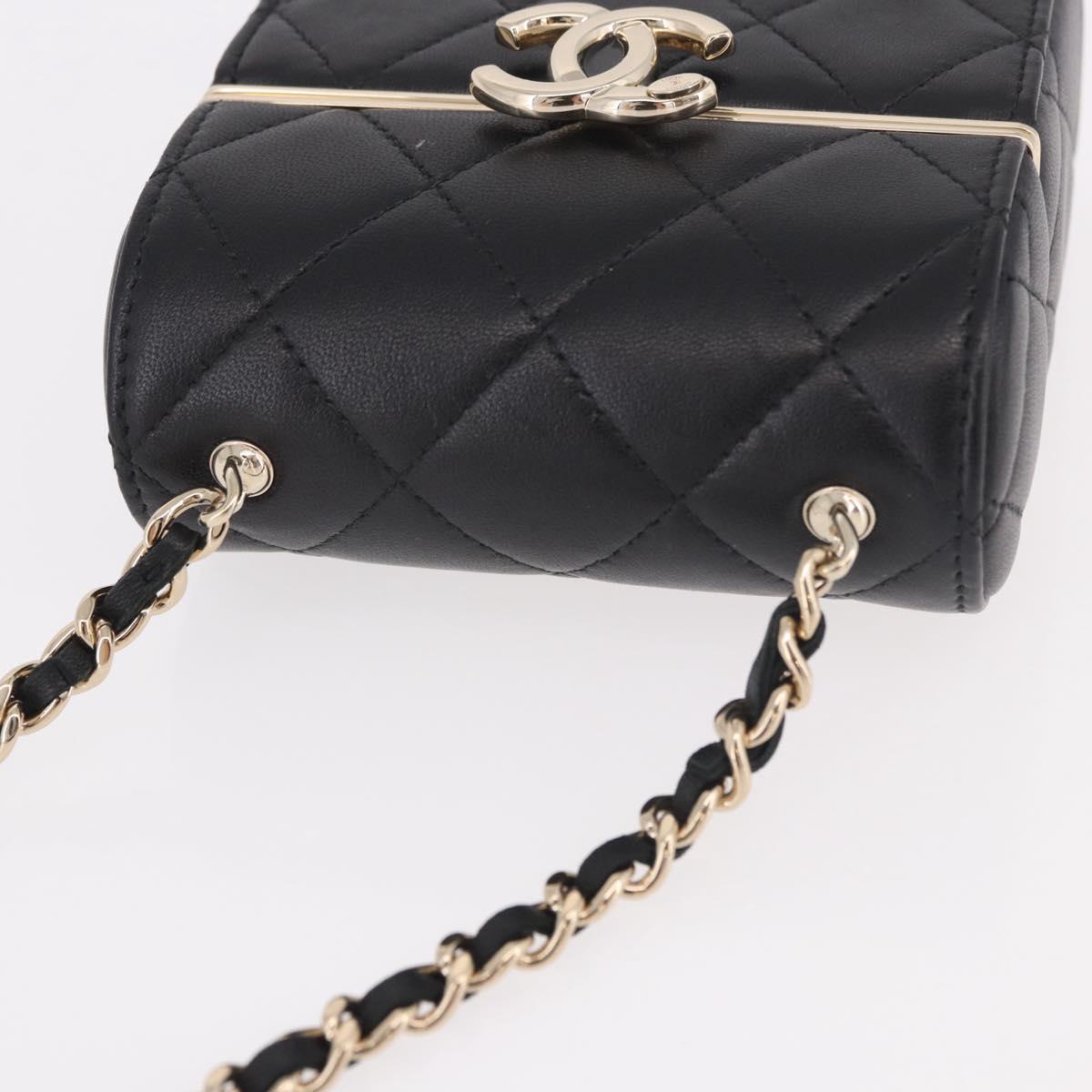 CHANEL Matelasse Chain Shoulder Bag Lamb Skin Black Gold CC Auth 187480SAM