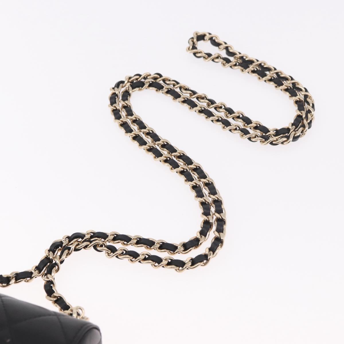 CHANEL Matelasse Chain Shoulder Bag Lamb Skin Black Gold CC Auth 187480SAM