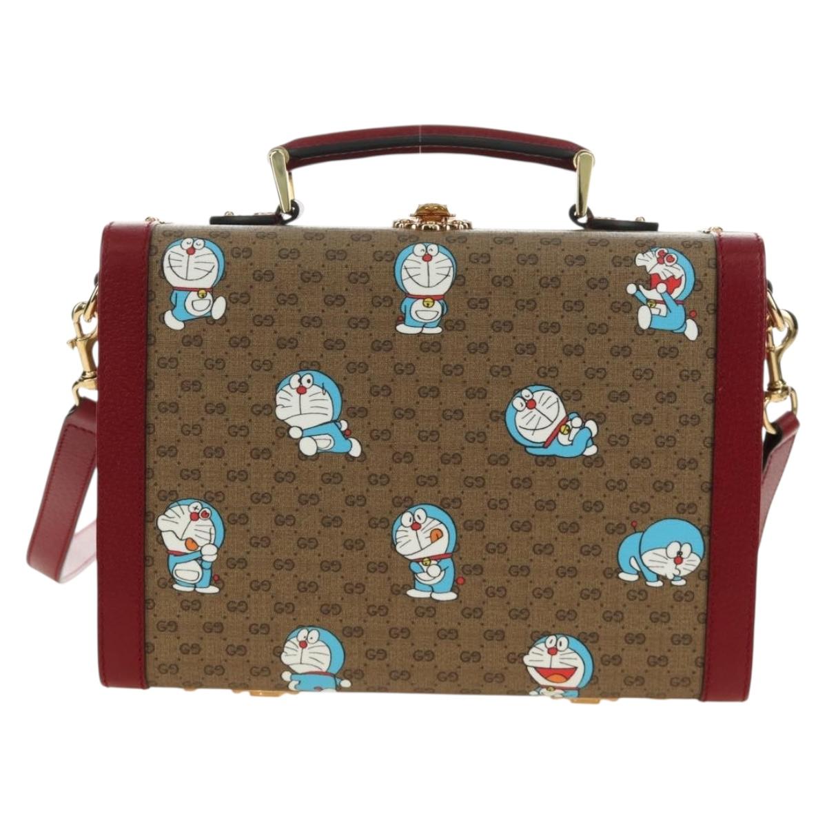 GUCCI Micro GG Supreme Doraemon Attaché Case PVC 2way Beige 633587 Auth 187481SM