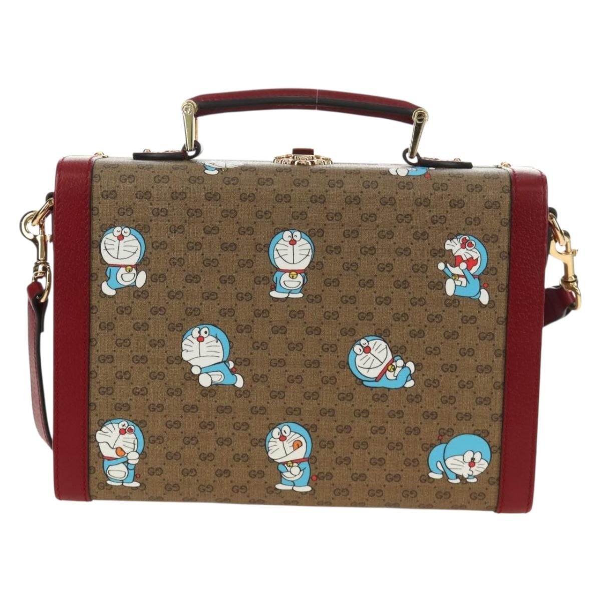 GUCCI Micro GG Supreme Doraemon Attaché Case PVC 2way Beige 633587 Auth 187481SM