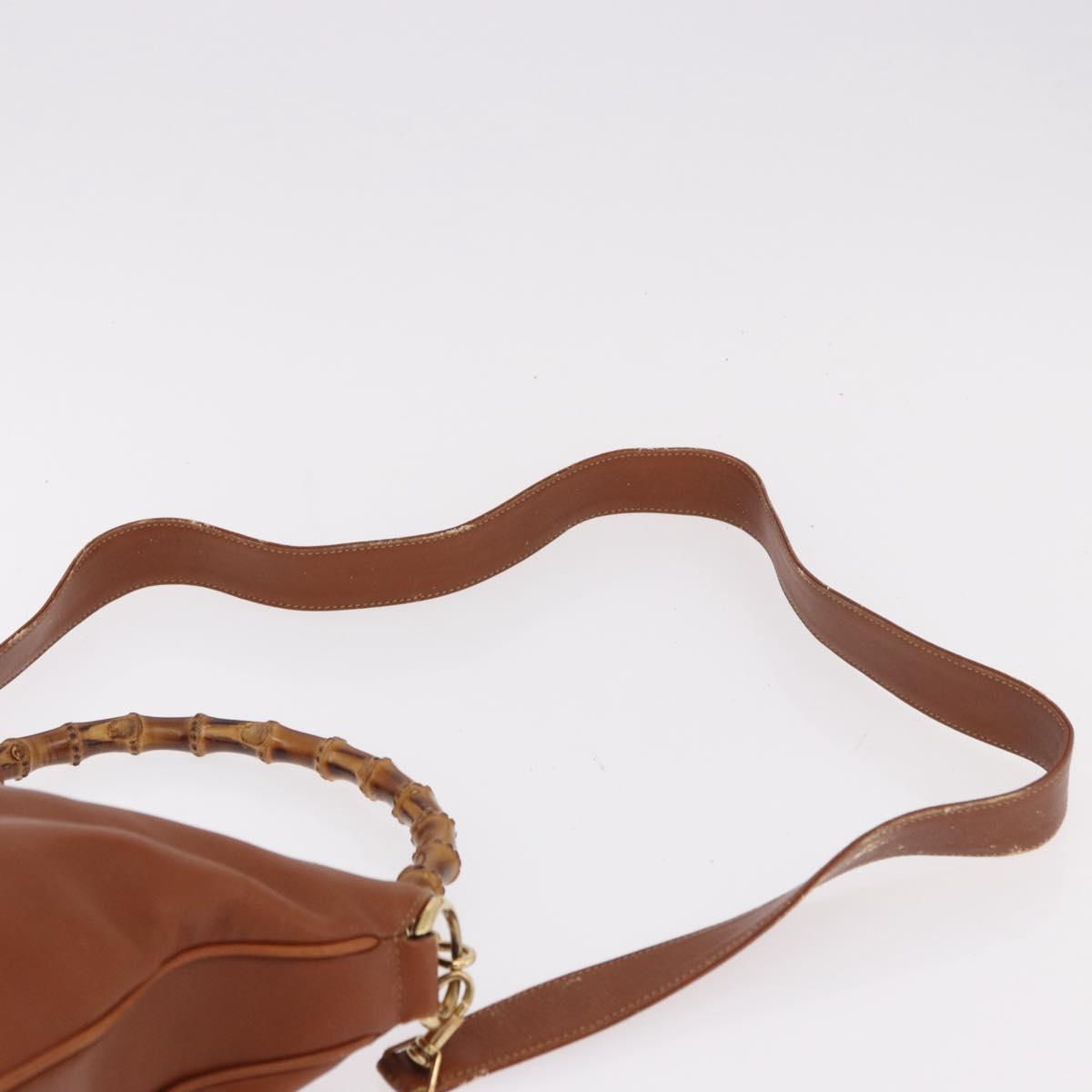 GUCCI Bamboo Shoulder Bag Leather 2way Brown Gold 001 0166 1638 Auth 187484