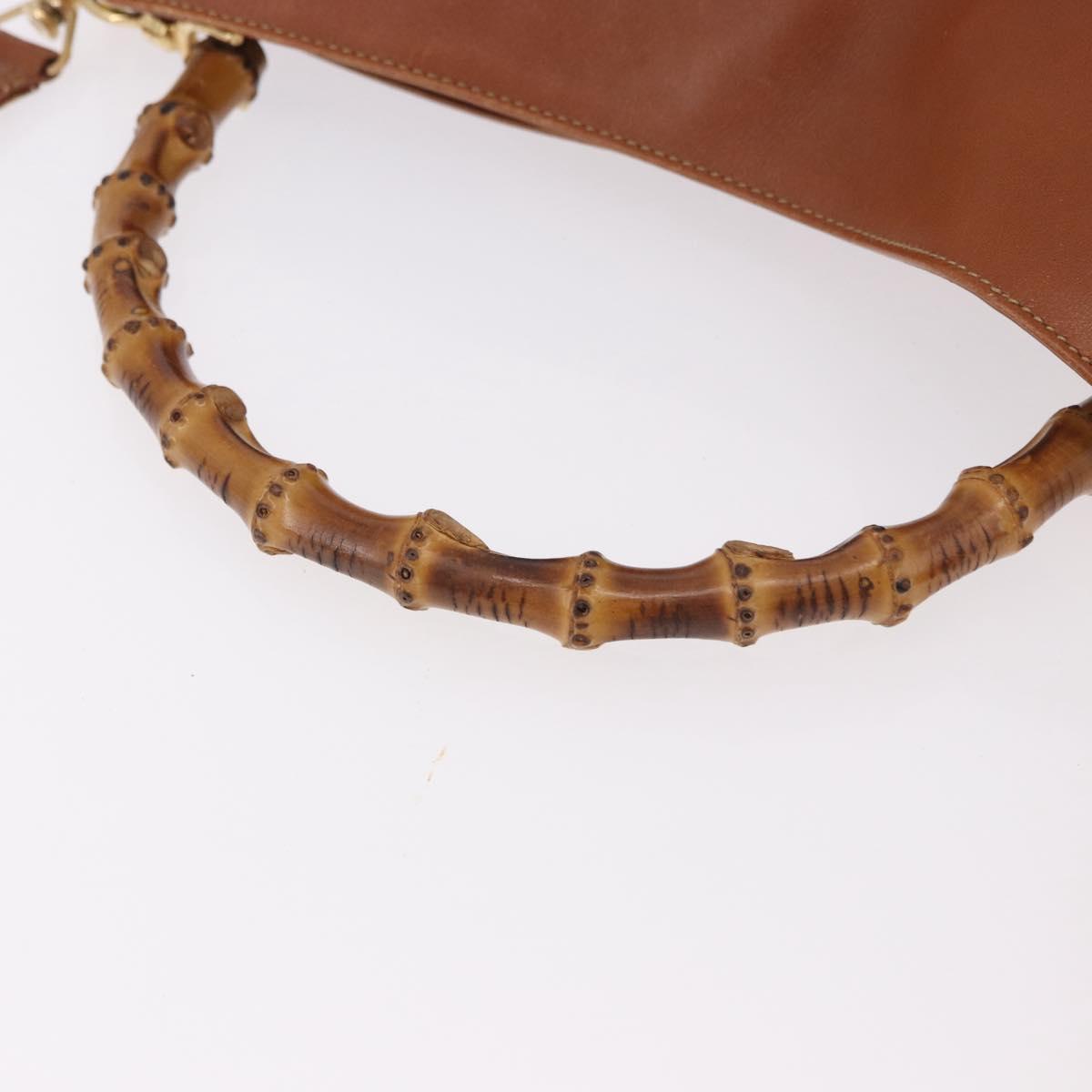 GUCCI Bamboo Shoulder Bag Leather 2way Brown Gold 001 0166 1638 Auth 187484