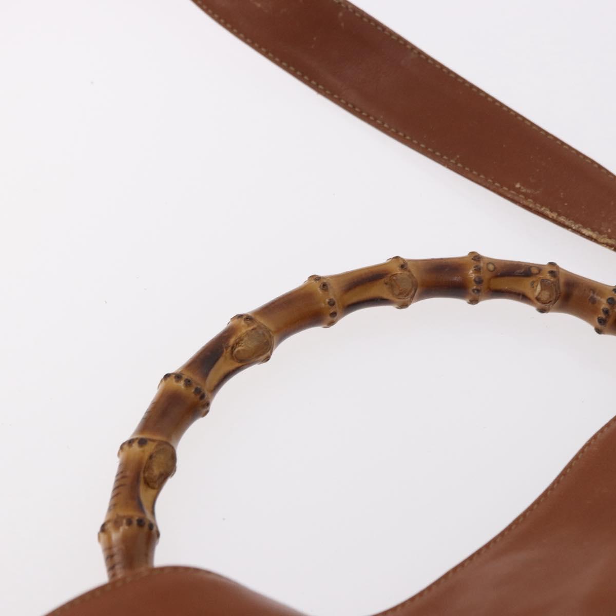 GUCCI Bamboo Shoulder Bag Leather 2way Brown Gold 001 0166 1638 Auth 187484